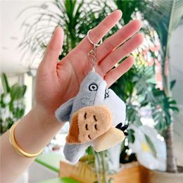 3PCS Plush Shark Doll Creative Cute Cartoon School Bag Keychain Toy Key Pendant Men Women