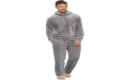Men Plush Teddy Fleece Pajamas Winter Warm Pyjamas Overall Suits Plus Size Sleepwear Daily Hooded Pajama Sets For Adult Men F4 H087661577