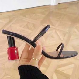 Slippers Designer Women Strange Nail Polish Heel Party Dress Shoes Sexy Summer Gladiator Sandals Female Outside High Slides