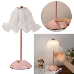 Table Lamps Nordic Atmosphere Desk Light USB Rechargeable 2000mAh Vintage Flower Lamp Touch Control French Rural LED