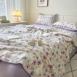 Summer Quilt Cotton Floral French Style Double Air-conditioned Quilt Double-layer Summer Blanket Comforter Duvet 240521