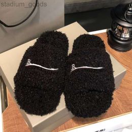 2024 Balencigaa BB Luxury Slides Paris Designer men women Slippers Ladies Wool Winter Fur Fluffy Furry Warm Letters Sandals Comfortable Fuzzy Girl Flip Flop Sli 3L08