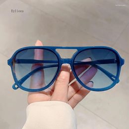 Sunglasses Vintage Designer Pilot Women For Men 2024 Sun Glasses Trend Punk Big Frame Double Bridge Shades