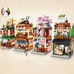 Blocks Japanese street view building blocks mini DIY model toys home decor Christmas and Thanksgiving gifts H240521