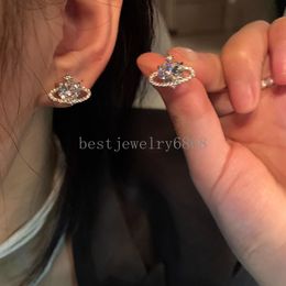 Delicate Planet Heart Crystal Stud Earrings for Women Girls Korean Fashion Shiny Rhinestones Earring Party Wedding Jewelry Gifts