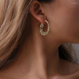 Stud Earrings Exaggerated Vintage Women Ethnic Style Vortex Spiral Earring Antique Bronze Colour Metal Gear Shaped