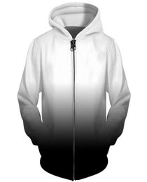 Cloudstyle 3D Men Hoodies Zip Up Black White Gradient Simple Solid 3D Print Streetwear Jacket Men Women Outwear Plus Size 5XL7830754