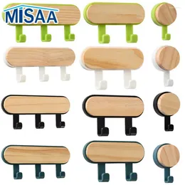 Hooks 1 Piece Of Strong Self-adhesive Door Wall Hook ABS Wooden Hat Rack Key Hanger Storage Kitchen Bathroom Accessories Tools