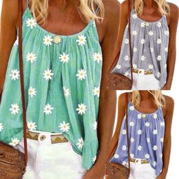 Women's Polos Boho Casual Tops Sleeveless Blouse For Women Floral Print T Shirt Summer Tank Vest Tunic 6x Top