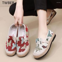 Casual Shoes Arrival 2024 Spring Women's Flat Retro Beijing Style Slip-on