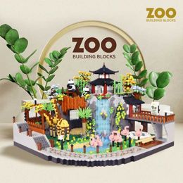 Blocks 5000 Creative Microparticle City Street View Rainforest Panda Animal Zoo Building Block Assembly Toys for Boys and Children Gifts H240522