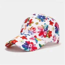 Ball Caps 2024 Summer Polyester Flower Print Casquette Baseball Cap Adjustable Outdoor Snapback Hats For Women 36