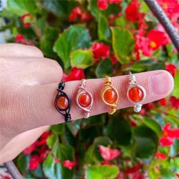 Cluster Rings Handmade Copper Wire Wrapped Ring With Round Carnelian Boho Style Crystal Wish Jewellry For Women Teen Gift