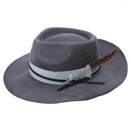 Berets Elegant Fedoras Hat For Women Man With WovenBelt Panamas Magicians Wool Roleplay Costume Adult Dress Up Dropship