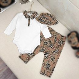 Top infant jumpsuits toddler tracksuits Size 66-100 designer new born baby Long sleeved shirt Chequered pants Jan20