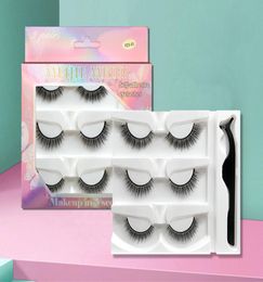 3D Mink Selfadhesive 3Pairsset Natural False Eyelashes Soft Light Eyelashes With Tweezer Makeup Kit No Glue Needed4389598