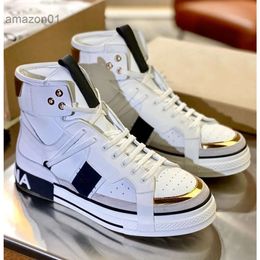 Italy d g Brand Shoe Luxurious Men Custom 2.zero Sneakers Shoes Contrasting Details High Top Calfskin Leather Trainers Men Rubber Sole Men Lace rVm 8DBS