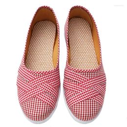 Casual Shoes Gingham Women Flat Fashion Canvas Middle-aged And Elderly Mother Comfortable Women's Slip-on