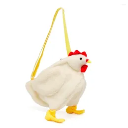 Storage Bags Cartoon Rooster Messenger Bag Plush Crossbody Purse Chicken Shoulder Party Work Travel Satchel