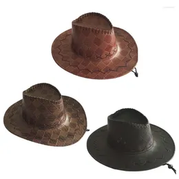 Berets Western Cowboy Hat Chequered Fedoras Gift For Boyfriend Wide Brimmed