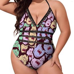 Women's Swimwear Funny Dwight Schrute Swimsuit Multi Push Up One Piece Deep V Bathing Suits Sexy Vintage Print Bodysuit Plus Size