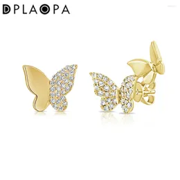 Stud Earrings DPLAOPA 925 Sterling Silver GOLD & PAVE BUTTERFLY Earring Clips Big Animal Irregular Women Piercing Jewels