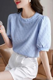 Women's Blouses Thin Bubble Sleeve Chiffon Shirt Top Women 2024 Summer Design Sense Of Niche