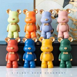 Action Toy Figures Little Pig Bank Bear Money Box Sculpture of Violent Statue Decoration Desktop Accessories Childrens Gifts Home H240522