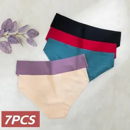 Women's Panties 7 Pieces Elasticity Seamless Solid Female Underwear Sexy Silk Briefs Ladies Breathable Fashion Daily Lingerie