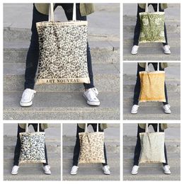 Storage Bags Canvas Shoulder Bag Organization Handbags Cosmetics Travel Women's Shopping Fabric Pouch Nordic Boho Grocerie