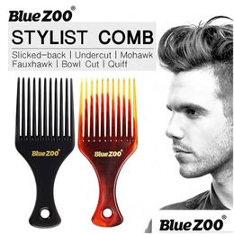 Hair Brushes Bluezoo Men Comb Insert Afro Pick Fork Oil Slick Styling Brush Hairdressing Accessory Drop Delivery Products Care Tools Dhf25