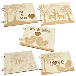 Frames Wooden Wedding Guest Book Memory Sign With 10 Blank Page For Reception Decorations