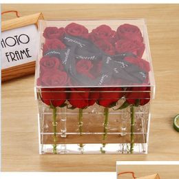 Other Event Party Supplies Clear Acrylic Rose Flower Box Gift Valentines Day Wedding Decor Case Vase Drop Delivery Home Garden Fest Dhwt9