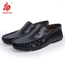 Casual Shoes STRONGSHEN Men Leather Formal Mens Loafers Moccasins Italian Breathable Slipon Driving Boat Shoe