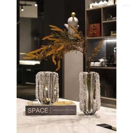 Vases Fashion And LuxuryThick Glass Vase Simple Modern Light Luxury Crystal Flower Ware Living Room Model Soft Decoration Arrangement