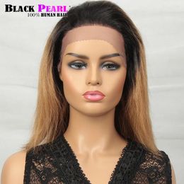 Ombre Colour 13x4 Lace Frontal Human Hair Wigs Honey Blond Short Bob Brazilian Remy #1b/27 180 Density Front