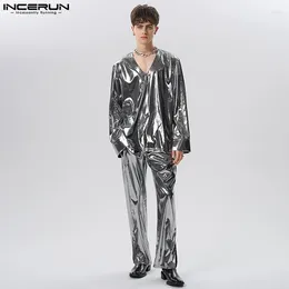 Men's Tracksuits Handsome Well Fitting Sets INCERUN Solid Long Sleeved Shirts Pants Fashion Casual Male Flash Suit 2 Pieces S-5XL 2024