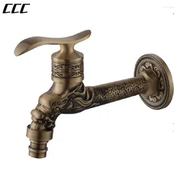 Bathroom Sink Faucets CCC Household Wall-mounted Faucet Brass Dragon Pattern Quick-opening Suitable For Washing Machine/Mop Pool/Garden