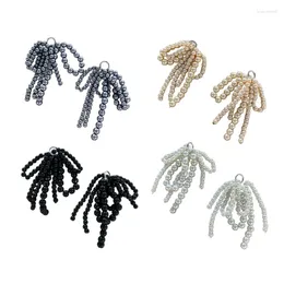 Keychains 652F Stylish Bowknot Shoe Buckle Double Layered Pearl Bows Shaped Clip For Keychain Earrings Neckalce Jewelry Making