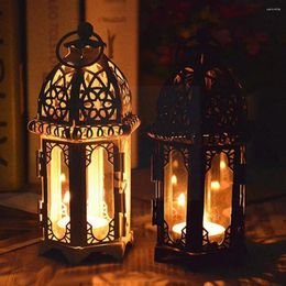 Candle Holders Moroccan Style Holder Votive Hanging Decoration Lantern Glass Stained Iron Candlestick Home L3C2