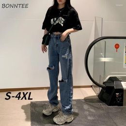 Women's Jeans Women Sexy Ladies Clothing Hole Loose Summer Est Full Length Trousers Fashion Holiday Simple Chic Design Daily