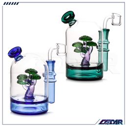 5.5 Inch Pine Tree Mixed color Glass Pipe DAB Rig Glass Smoking Water Pipe oil burner pipe recycler bong With 14mm Quartz Banger