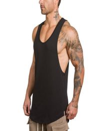 Newest mens gym tank tops Gym tank top Vest Stringer Bodybuilding Singlet cotton Sport Sportswear Men039s Fitness Clothing7977036