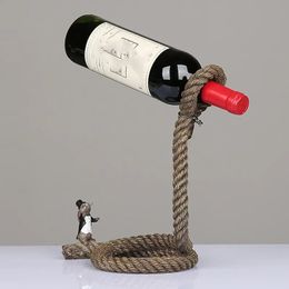 Creative Hanging Rope Wine Rack Resin Bottle Cabinet Display Dining Table Decoration Kitchen Restaurant bar 240518