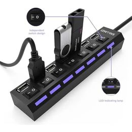 USB-HUB 2.0-HUB Multi USB Splitter 4 7 Ports Expander Multiple USB 2 Hab no Power Adapter USB-Hub with independent Switch For PC