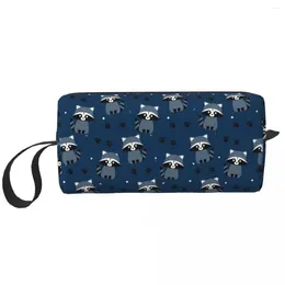 Cosmetic Bags Racoon Pattern Makeup Bag Organiser Storage Dopp Kit Toiletry For Women Beauty Travel Pencil Case