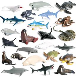 Novelty Games Sea Marine Animals Dolphin Crab Shark Turtle Model Action Figure Figurines Ocean Marine Aquarium Miniature Education toy for Kid Y240521