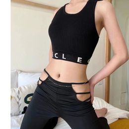 Designer Womens Tank Tops Shirts Summer Women Tees Crop Top Embroidery Sexy Off Shoulder Black Casual Sleeveless Backless Solid Stripe Colour Vest#86