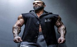 Men Muscle Sleeveless Hoodie Bodybuilding Workout Gym Cotton Fitness Sleeveless Shirts9886426