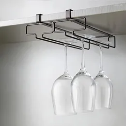 Kitchen Storage Wine Glass Rack Wall Mounted Stemware Inverted Shelf Under Cabinet No-punch Organizer Drain Holder